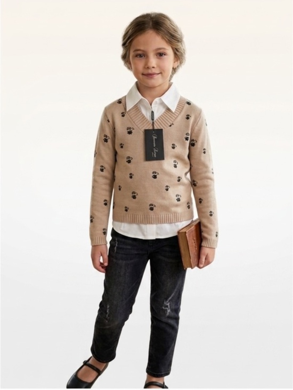 New Beige & Black Minion Sweater Size Medium